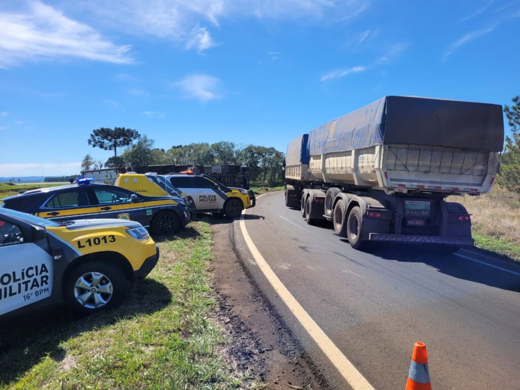 PRF previne furto de carga após tombamento de carreta em Candói ...